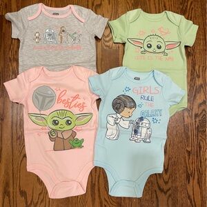 NWOT Set of 4 Star Wars Onesies for Girls